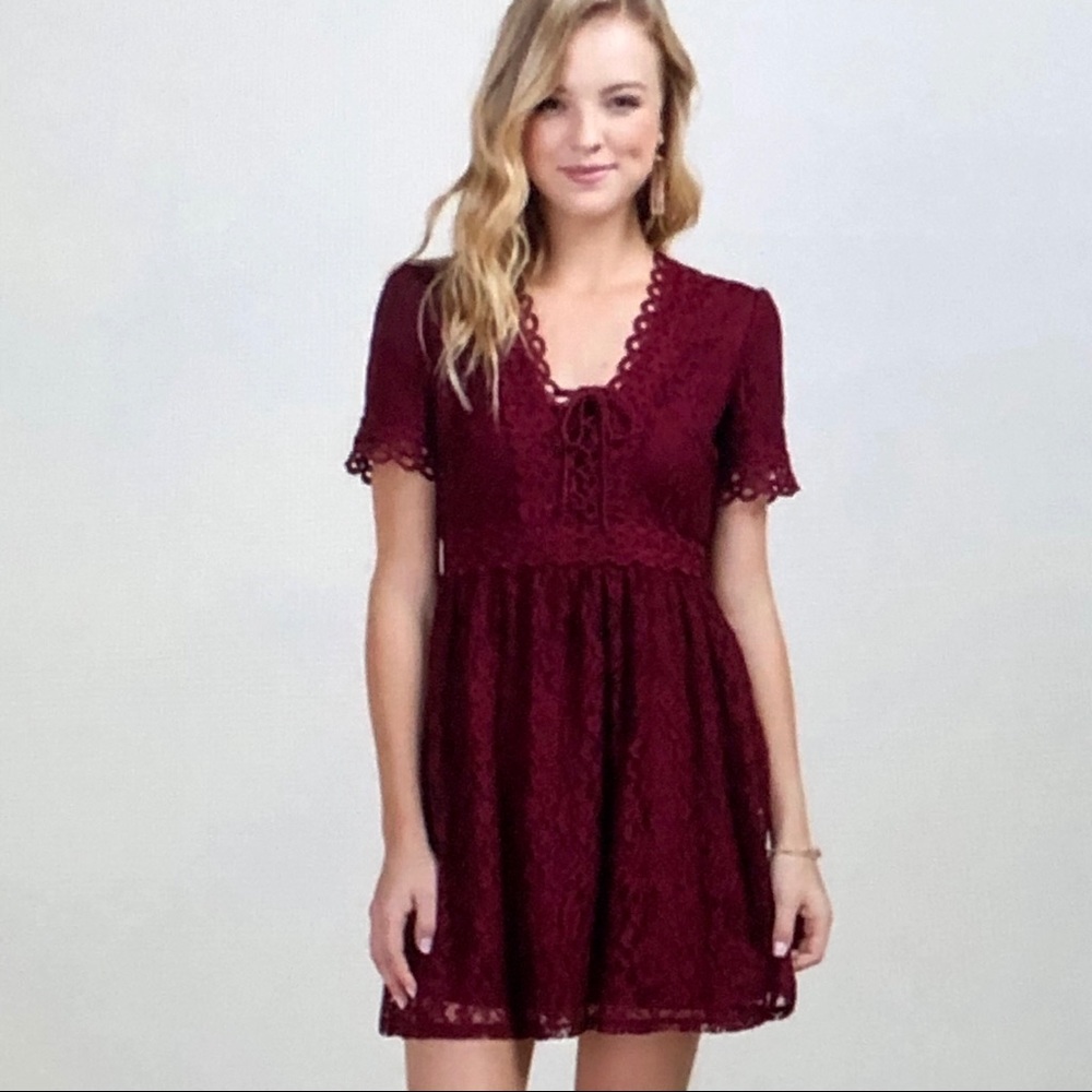 Francesca’s Burgundy Lace Dress